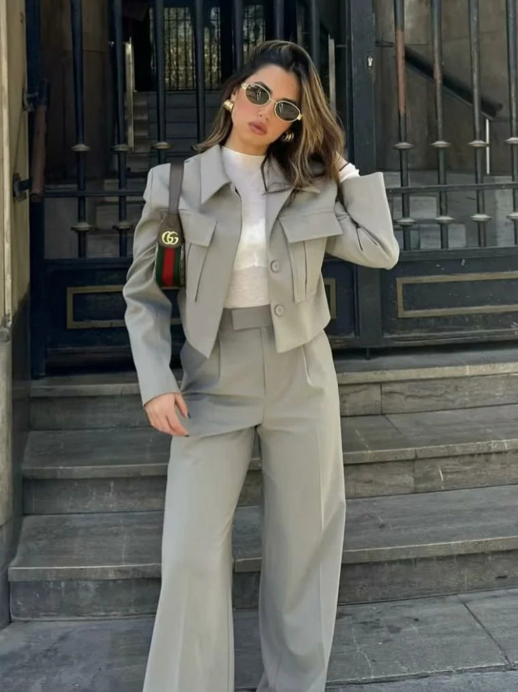 Demelza | Two Piece Pants Set | Button Up Jacket